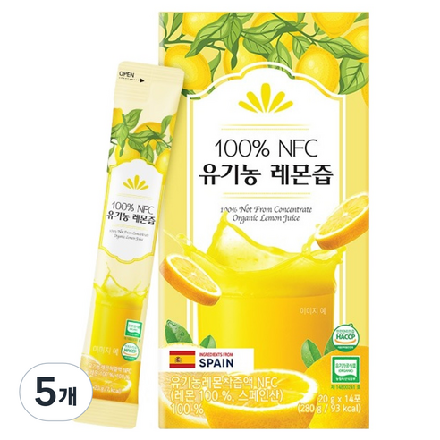 프롬바이오 NFC 유기농 레몬즙 14p, 280g, 5개