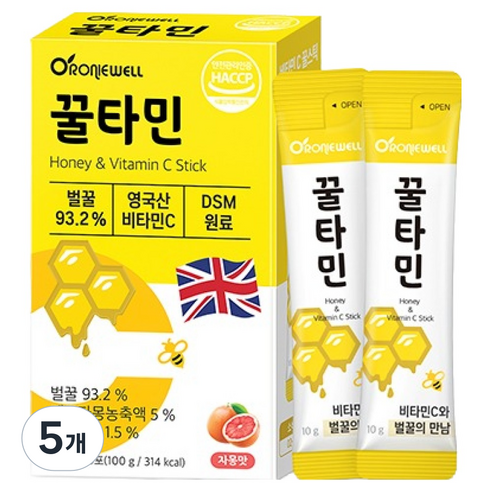 로니웰 꿀타민 자몽맛 10포, 100g, 5개
