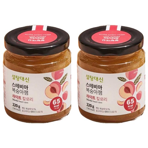 설탕대신 스테비아 복숭아잼, 220g, 2개