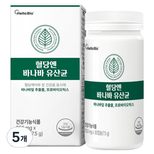헬로바이오 혈당엔 바나바 유산균, 30정, 5개