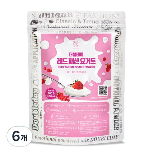 더블데이 레드패션 딸기 요거트 파우더, 800g, 6개