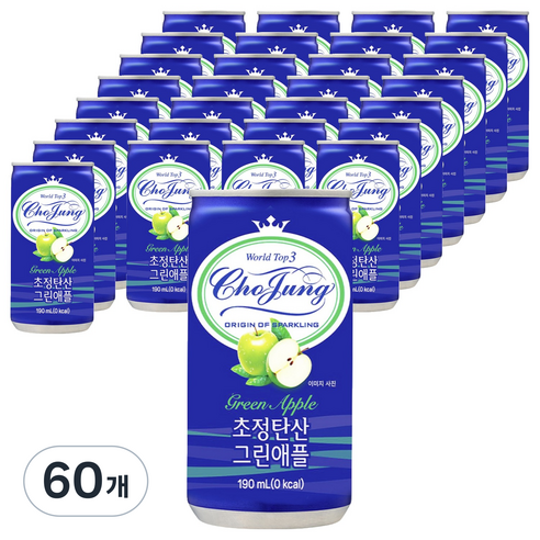 초정탄산수 그린애플 탄산수, 60개, 190ml