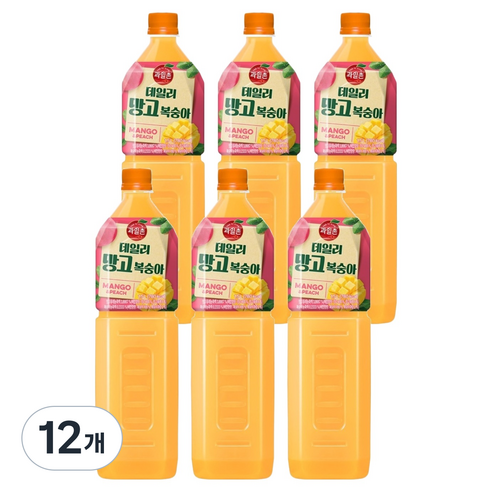 해태htb 과일촌 데일리 망고복숭아 주스, 12개, 1.5L