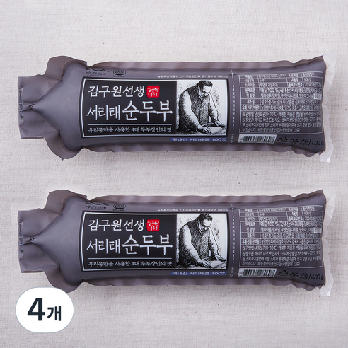[로켓프레시] 김구원선생 서리태 순두부, 400g, 4개