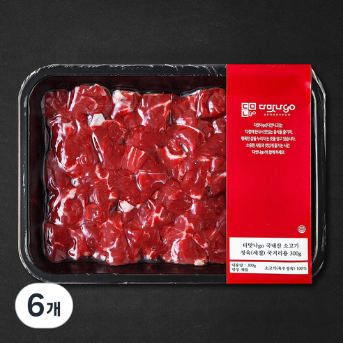 [로켓프레시] 다맛나go 국내산 소고기 정육 세절 2등급 국거리용 (냉장), 300g, 6개