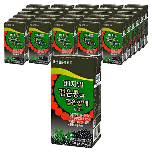 베지밀 검은콩과 검은참깨 두유, 190ml, 48개