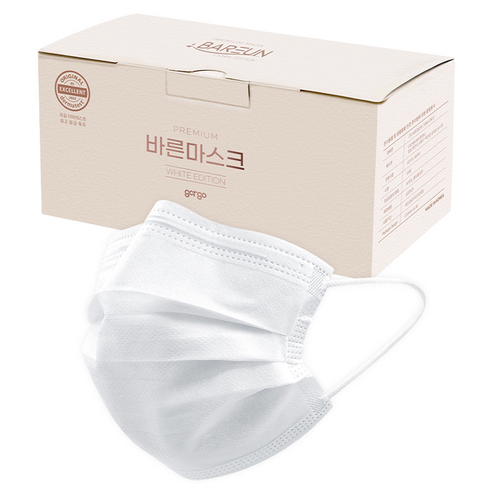고르고 바른 마스크 성인용 대형, 50매입, 1개, 화이트