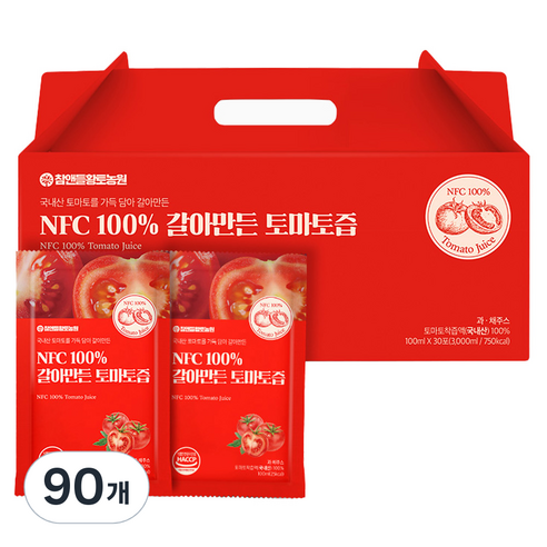 참앤들황토농원 NFC 토마토즙, 100ml, 90개