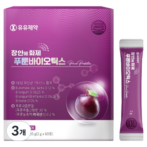 유유제약 장안에 화제 푸룬 바이오틱스 60p, 120g, 3개