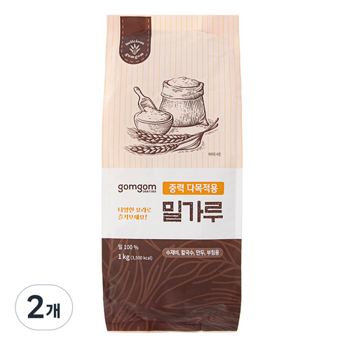 곰곰 중력다목적용 밀가루, 1kg, 2개