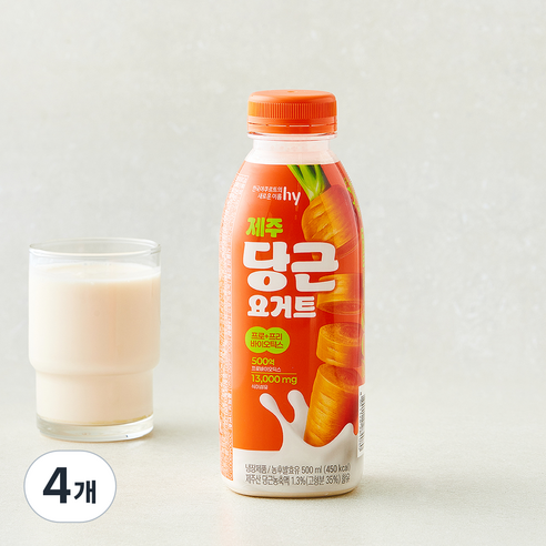 [로켓프레시] 에치와이 제주당근 요거트, 4개, 1개입, 500ml