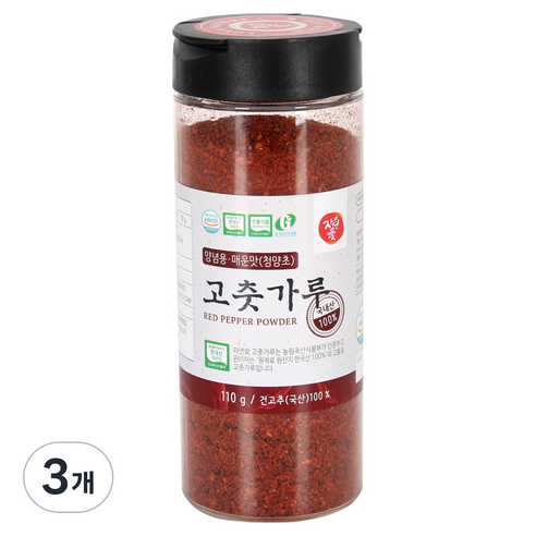 자연애고춧가루 청양 양념용 고춧가루 PET, 3개, 110g