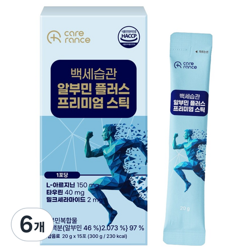 케어란스 백세습관 알부민 플러스 프리미엄 스틱 15p, 6개, 300g