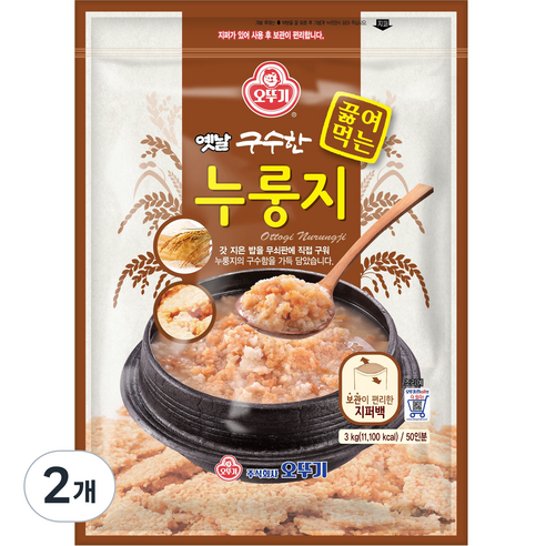 오뚜기옛날 구수한 끓여먹는 누룽지, 3kg, 2개
