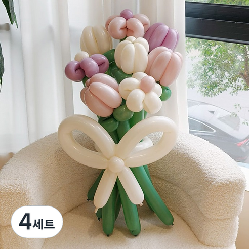 이프 요술풍선 꽃묶음 세트, 19 라일락 파스텔 부케, 4세트