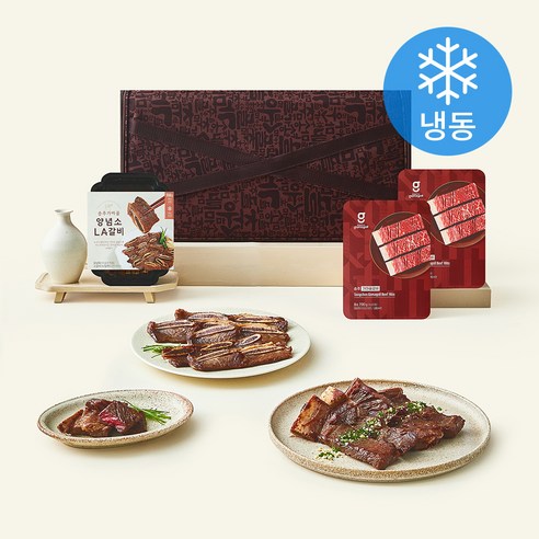 [로켓프레시] 송추가마골 갈비 700g x 2개입 + 양념소 LA갈비 550g 세트 (냉동)