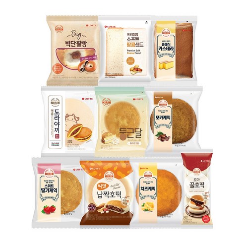 롯데 인기 간식 기린빵 10종 모음, 100g, 10개