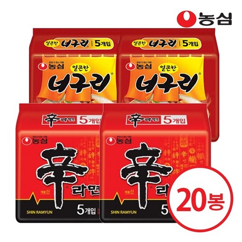 봉지)농심너구리얼큰한맛 5개 + 봉지)농심신라면 5개, 10개입, 1개