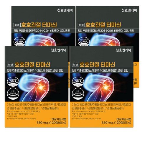 천호엔케어 호호관절 터마신 관절영양제 강황추출물, 4박스, 120정