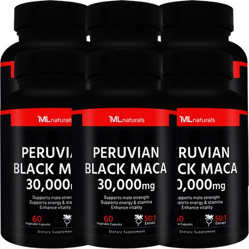 [미국번개배송] 착한명품 마이라이프 내추럴스 블랙 마카 30,000 mg 60정 6병