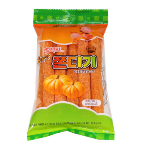 에코푸드 추억의 호박맛 쫀드기 70g 쫀디기