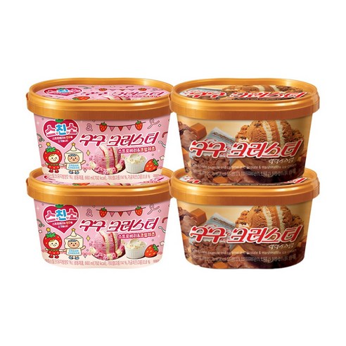 스친소 구구크러스터 스트로베리&크림치즈+구구크러스터 오리지널 떠먹는 아이스크림