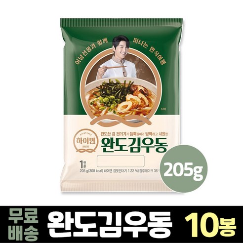 (무배) 삼립 하이면 완도김우동 205g x 10봉, 205g, 10개