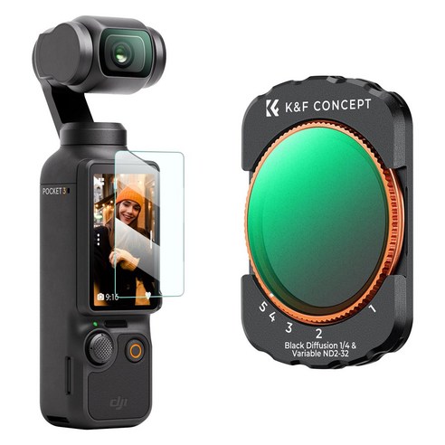 K&F DJI Osmo Pocket 3 / DJI Osmo Pocket 4 용 자석  가변 ND2-ND32 & 블랙 미스트 1/4 ( 2-in-1 멀티 코팅 HD 광학유리 필터)