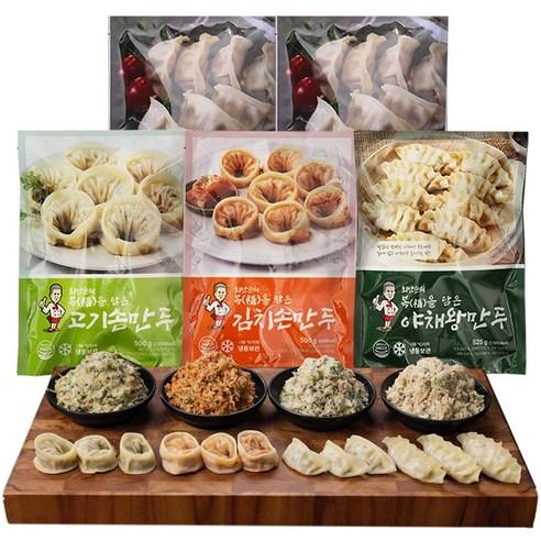 [TenTenPlus] TV홈쇼핑 히트상품/ 30년 전통 손만두 4가지 맛 최만순의 복을 담은 만두세트/고기만두/김치만두/야채만두/교자만두/사골육수 증정/, 1세트, 2.425kg