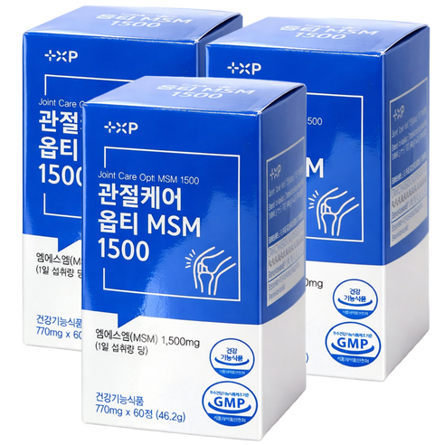 관절 케어 프리미엄 옵티 MSM 영양제 뻣뻣한 손가락 무릎 허리 통증 에 좋은 MSN 알약, 3개, 60정