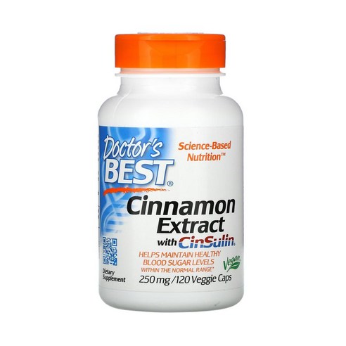 닥터스베스트 Doctor's best 시나몬 Cinnamon 추출물 with CinSulin 125mg 120베지캡슐 계수나무 육계나무 껍질, 120정, 1개