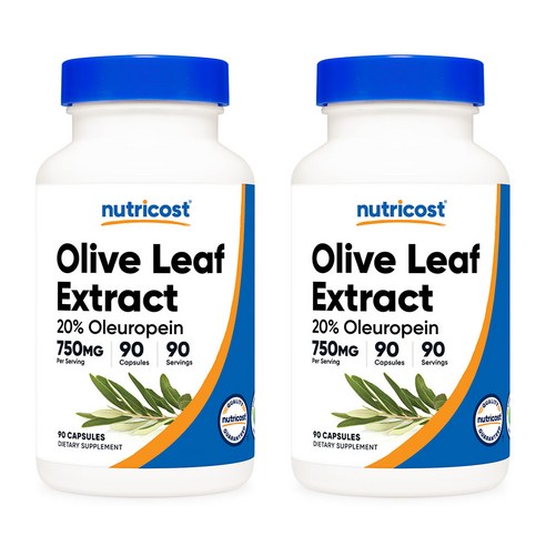 뉴트리코스트 올리브 리프 750mg 올류로핀 20% 90캡슐 2병, 2개, 90정