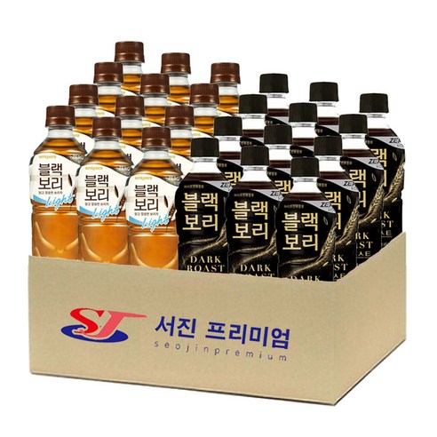 (서진프리미엄) 하이트진로 블랙보리 2종혼합 520ml 각12개씩 총24개 (라이트+다크로스트), 520ml