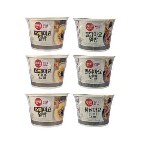 컵반 스팸마요덮밥3p +불닭마요덮밥3p, 12개, 216g