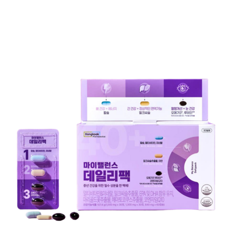 동국제약 마이밸런스 데일리팩 멀티비타민 밀크씨슬 루테인 오메가3, 3개, 56정