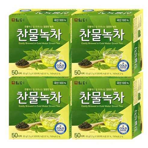 담터 찬물녹차, 4개, 50개입, 1.2g