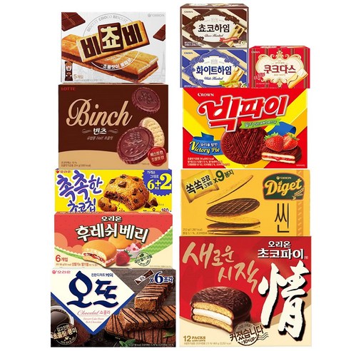 빅쵸비 세트 탕비실 및 사무실 과자 간식 11종 세트 비쵸비+오뜨+빈츠+후레쉬베리+초코파이+버터와플+촉촉한초코칩+쿠크다스+화이트하임+쵸코하임+다이제씬, 1개