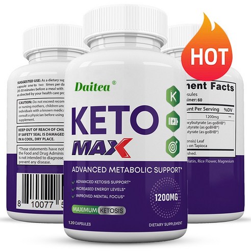 Keto Max 1200MG 캡슐로 사과식초, goBHB, 강력한 외인성 케톤 함유, 프리미엄 케톤 보충제로 남녀 케톤 상태 지원, 1개, 120회분