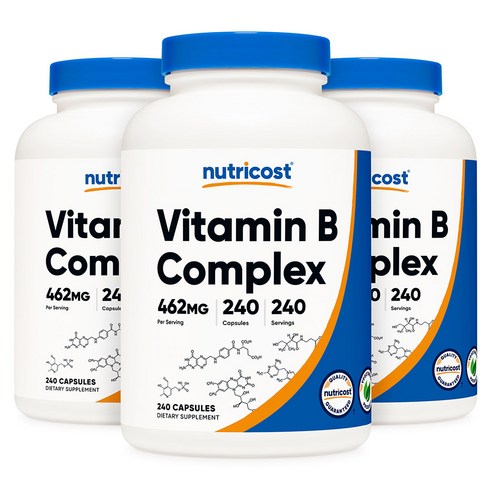 뉴트리코스트 비타민 B 콤플렉스 460mg 캡슐, 240캡슐, 1서빙 460mg, 240회분 Vitamin B Complex Capsules [460 MG] [240 CAPS], 3개, 240정