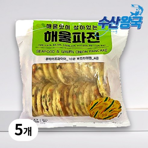 수산왕국 냉동 해물파전 오징어 새우 부침개, 5개, 900g