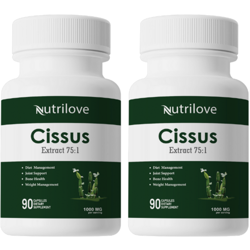 Nutrilove  Cissus Quadrangularis 1000mg 고농축 75배 히말라야의 시서스 추출 파우더 캡슐에 케토스테로이드 20% 함유 90캡슐/병