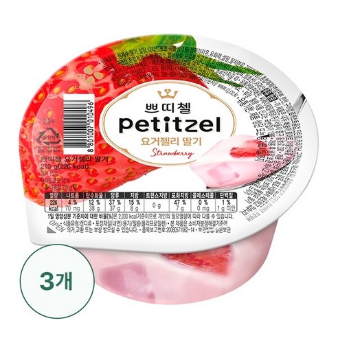 쁘띠첼 요거젤리딸기 냉장젤리, 210g, 3개