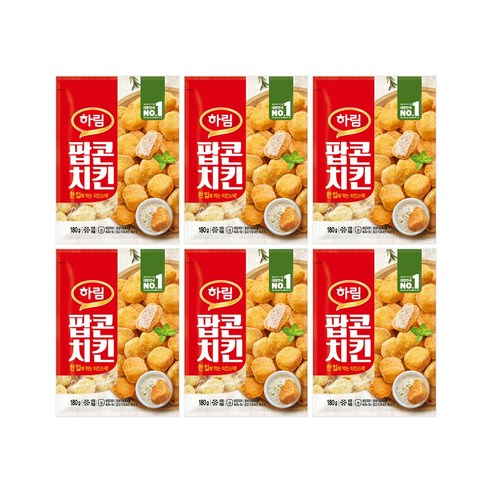 하림 팝콘치킨 180g 5봉+1봉 (총6봉), 180g, 5개