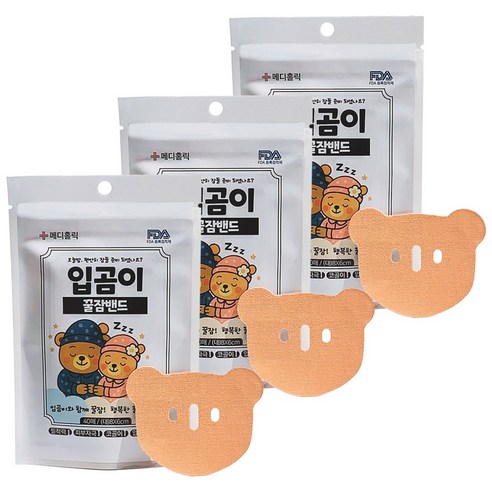메디홀릭 입곰이 꿀잠밴드 입벌림 방지 테이프 대 80*60mm 40매입, 3개