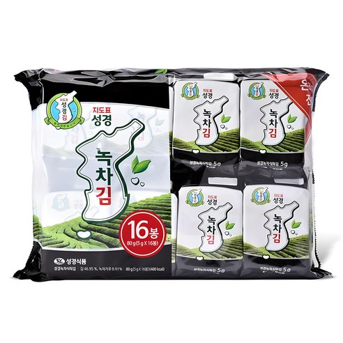 지도표성경 녹차 식탁김, 5g, 16개