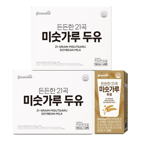 그레인랩 든든한 21곡 미숫가루두유, 80개, 190ml