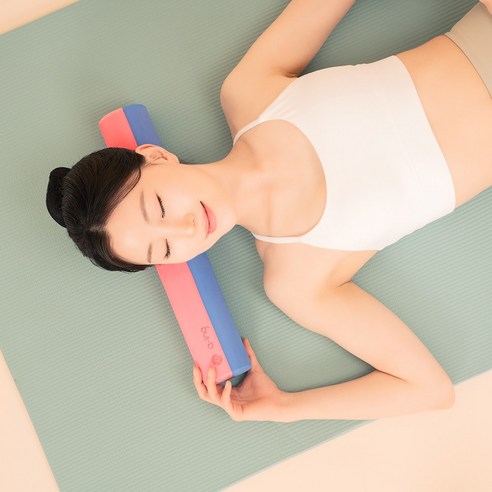 큐잉 EVA 폼롤러 미니 45cm 필라테스폼롤러 종아리마사지, 코랄/블루, 1개