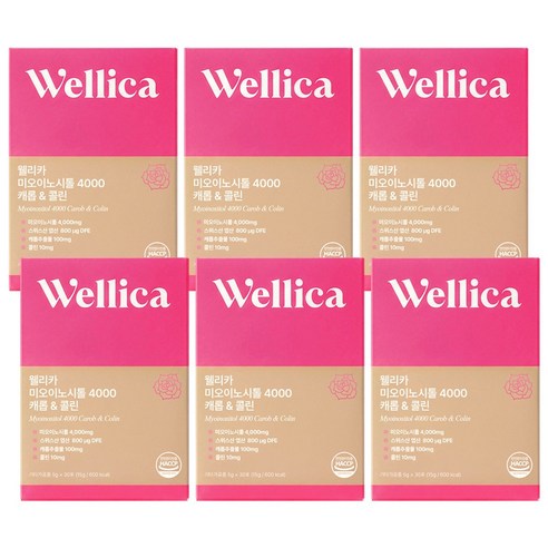 웰리카 프리미엄 미오이노시톨 4000 캐롭 & 콜린, 6개, 150g
