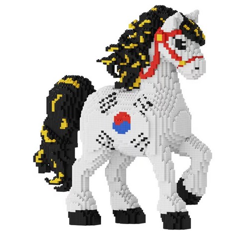체리닷컴 귀여운 동물 친구들 디폼블럭 나노블록 모음 대형, 화이트 말, 1개