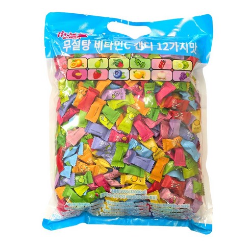 무란왕 무설탕 12가지맛 비타민C 민트 미니 캔디, 800g, 3개